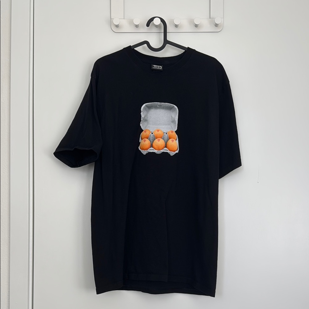 Stussy Black Tee with Orange Graphic